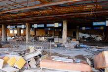 A Plundered Supermarket In The Abandoned City Of Pripyat. A Dilapidated Building Contaminated With Radiation.