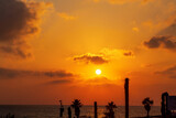 Fototapeta Most - Amazing gold sunset on the Mediterranean Sea. Israel