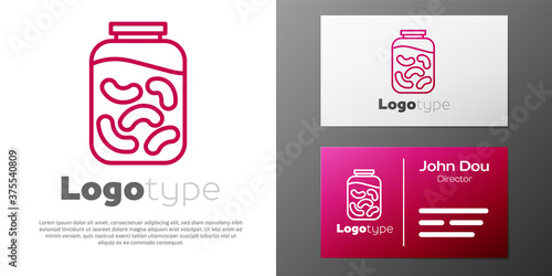 Photographie Logotype line Pickled cucumbers in a jar icon isolated on white background