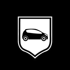 Canvas Print - Car protection or insurance icon isolated on dark background