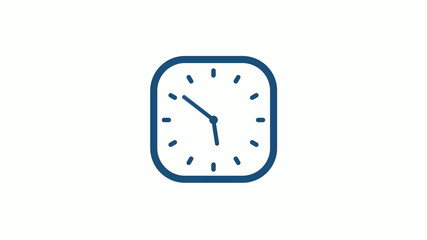 Aqua dark 12 hours counting down clock icon on white background,clock icon