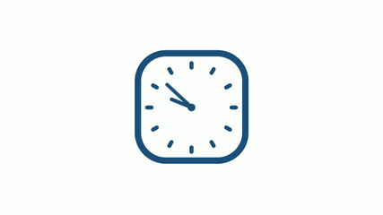 Aqua dark 12 hours counting down clock icon on white background,clock icon