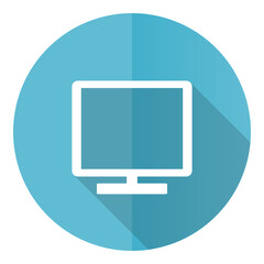 Aufkleber - Tv vector icon, television flat design blue round web button isolated on white background