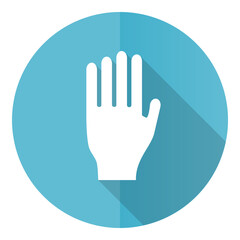 Leinwandbilder - Stop vector icon, flat design blue round web button isolated on white background