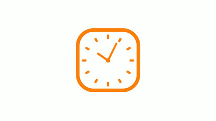 New orange color square clock icon on white background,Clock icon