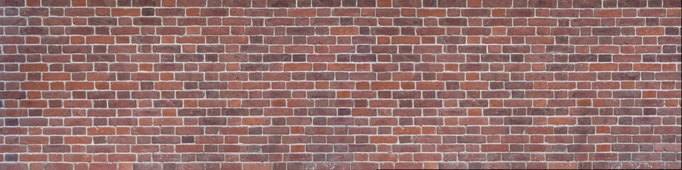 Wall Mural - Panoramic background of wide old red brick wall texture.