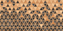 Wood Texture Background. Wooden Panel With Triangle Pattern For Wall Decor. 
