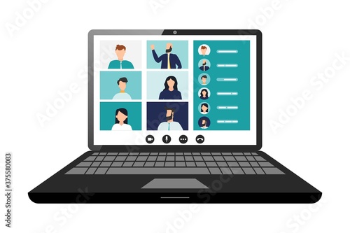 Fotografía Remote working with a business meeting held via a video conference call