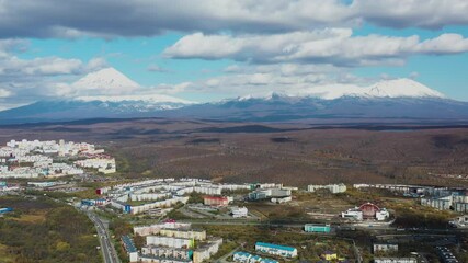 Canvas Print - Aerial view of the urban landscape of Petropavlovsk-Kamchatsky, Russia