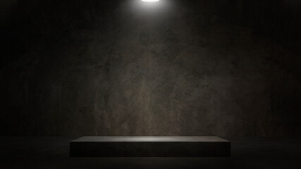 Wall Mural - Dark and gray abstract cement wall and studio room white spotlight used as a studio background wall to display your products.