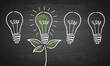© dehweh - Green energy light bulb chalk board vector background