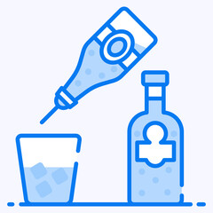 Poster - 
Modern style vector of wine bottles with glass, bartender icon
