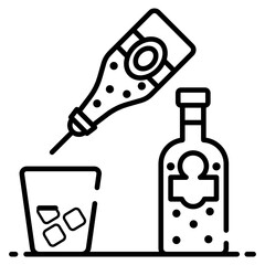 Poster - 
Modern style vector of wine bottles with glass, bartender icon
