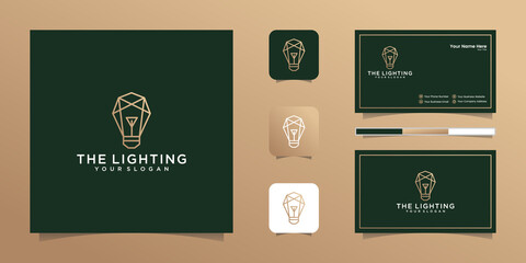 luxury Polygonal light bulb logo and business card