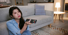 Woman Watch Tv At Home
