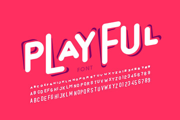 Wall Mural - Playful style font design, childish letters and numbers vector illustration