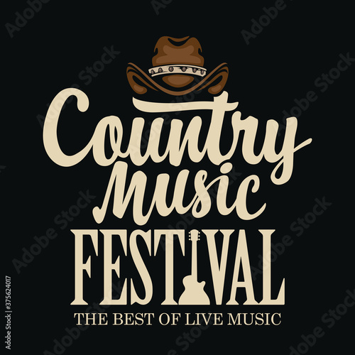 Dekoracja na wymiar  plakat-festiwalu-muzyki-country-z-kowbojskim-kapeluszem-gitara-elektryczna-i-napisem-in