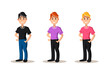 © Gevant - Young man full height with different facial expressions set vector illustration isolated