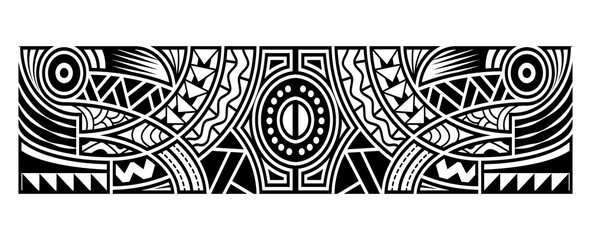 Poster - Abstract tribal art tattoo sleeve in polynesian style