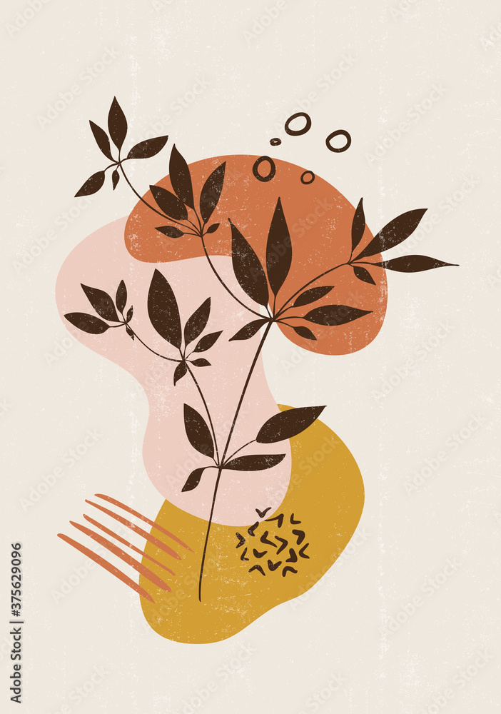 Botanical print boho minimalist printable wall art Stock Vector | Adobe ...