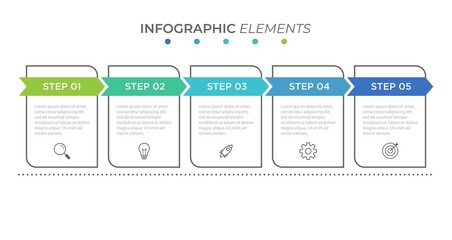 Business process infographic template. Thin line design with numbers 5 options or steps. Vector illustration graphic design