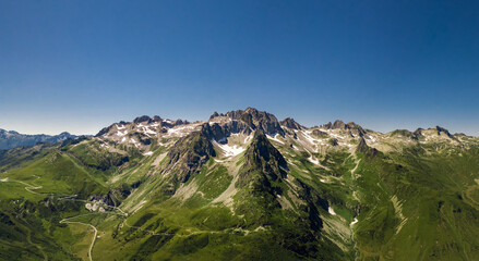 Sticker - Panoramic drone view of the French Alps in Valmorel France