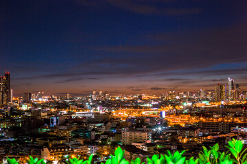 panoramic high-angle evening background of the city view,with natural beauty and blurred sunsets in the evening and the wind blowing all the time,showing the distribution of city center accommodation