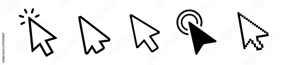 Vector hand cursors icons click set Stock Vector | Adobe Stock