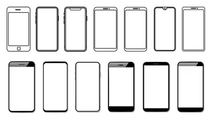 Outline graphic mobile phone. Vector illustration