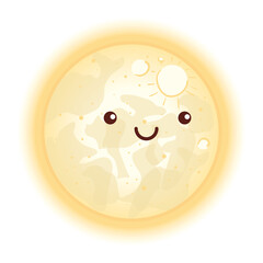 Wall Mural - cute moon with face, kawaii style icon vector illustration design