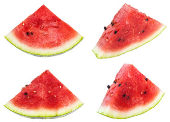 Set of watermelon slices on white background. Isolated