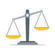 Scales of justice icon. Law balance symbol. Empty scales. Vector illustration, isolated on white background.