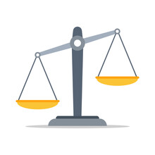 Scales Of Justice Icon. Law Balance Symbol. Empty Scales. Vector Illustration, Isolated On White Background.