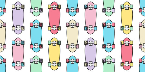 Wall Mural - skateboard seamless pattern skating vector cruiser board extreme sport cartoon scarf isolated repeat wallpaper tile background illustration gift wrap paper pastel design