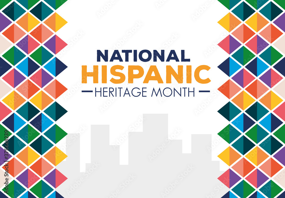 hispanic and latino americans culture, national hispanic heritage month in september and october of different colors decoration vector illustration design - obrazy, fototapety, plakaty 