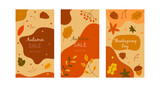 Fototapeta Panele - Set Autumn backgrounds for social media stories. Banner vector