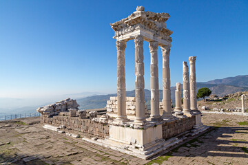 Wall Mural - Temple of Trajan in the Roman ruins of Pergamon, known also as Pergamum, in Turkey.