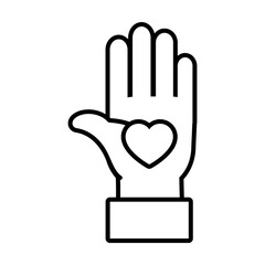 Sticker - hand with heart icon, line style