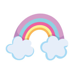 Wall Mural - rainbow clouds fantasy magic isolated icon white background