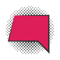 Sticker - red pop art speech bubble halftone style, flat design white background