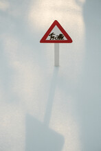Santa Claus Traffic Sign In The Snow