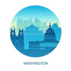 Washington famous city scape view background.