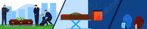 Fotografía Funeral service vector illustration