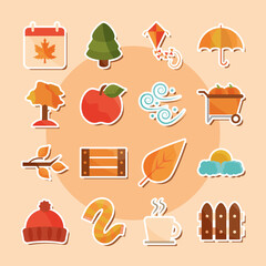 Sticker - autumn season weather icons set stickers