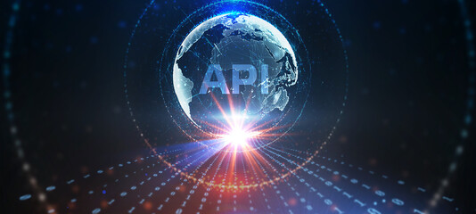 API - Application Programming Interface. Software development tool. Business, modern technology, internet and networking concept.
