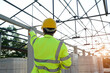 © visoot - Construction Worker in building construction site,Construction Worker Planning Developer Concept.