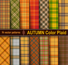 Autumn  Set  Tartan Seamless Pattern Background.