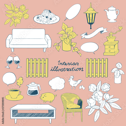 手書き おしゃれで可愛いインテリアと飲み物のイラストセット Buy This Stock Illustration And Explore Similar Illustrations At Adobe Stock Adobe Stock