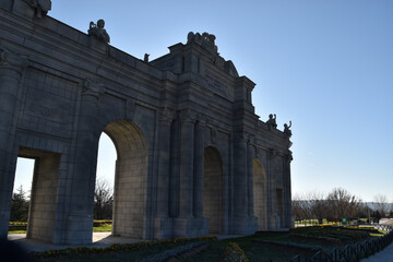 Wall Mural - Low angle shot of the Puerta de Alcala in Madrid, Spain