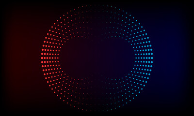 Leinwandbilder - abstract dots halftone background. Red and blue dots like magnet over dark background.